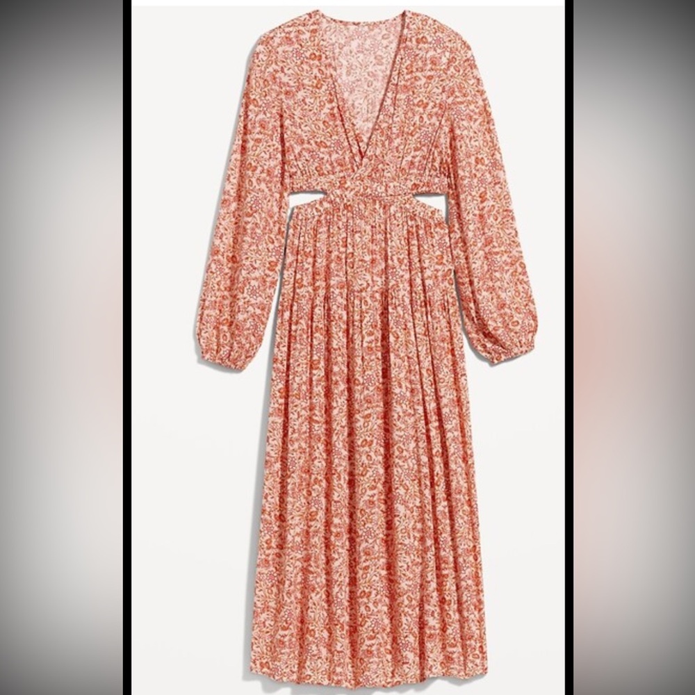 Old Navy Waist defined Floral Long Sleeve Dress